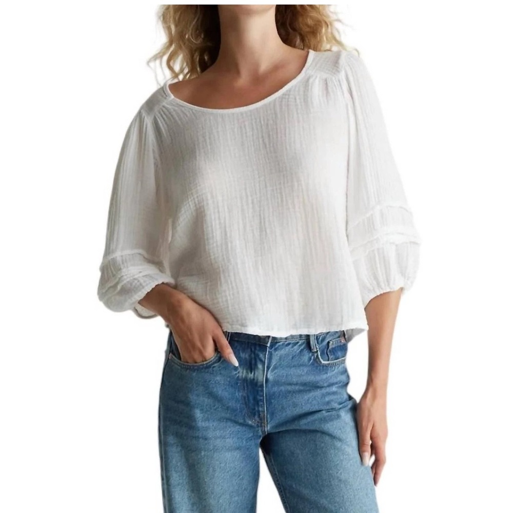 Michael Stars NWOT Gauze Pruitt Ballon Sleeve Top SZ M - Picture 3 of 5